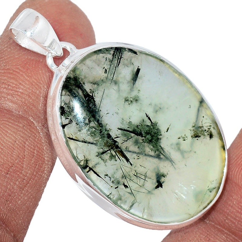 1.6" Green Actinolite In Prehnite Pendants - PBRP43