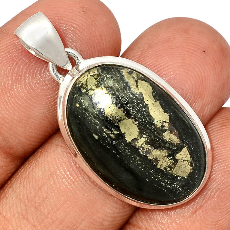 1.5" Pyrite In Basalt Pendants - PIBP103