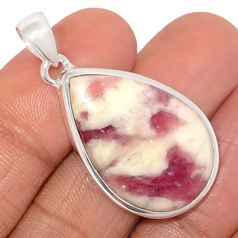 1.6" Natural Rubellite Pink Tourmaline With Quartz Cabochon Pendants - PQCP204