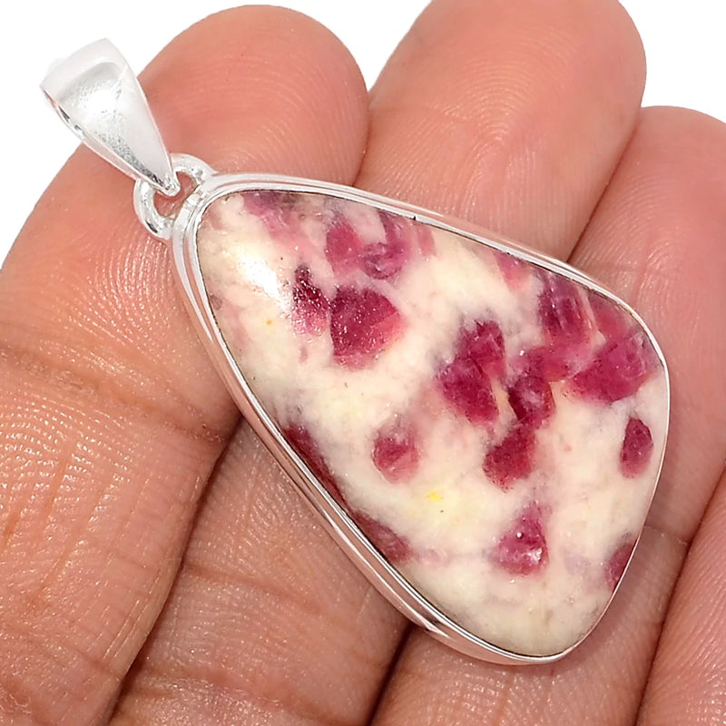 1.8" Natural Rubellite Pink Tourmaline With Quartz Cabochon Pendants - PQCP206