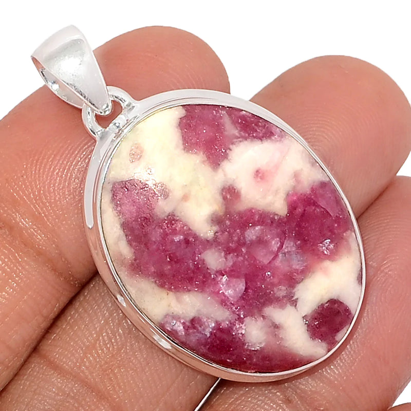 1.6" Natural Rubellite Pink Tourmaline With Quartz Cabochon Pendants - PQCP212