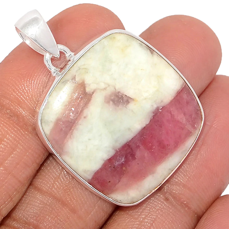 1.5" Natural Rubellite Pink Tourmaline With Quartz Cabochon Pendants - PQCP214