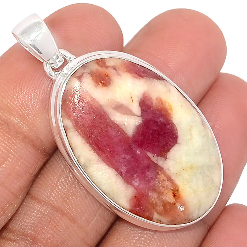 1.8" Natural Rubellite Pink Tourmaline With Quartz Cabochon Pendants - PQCP239