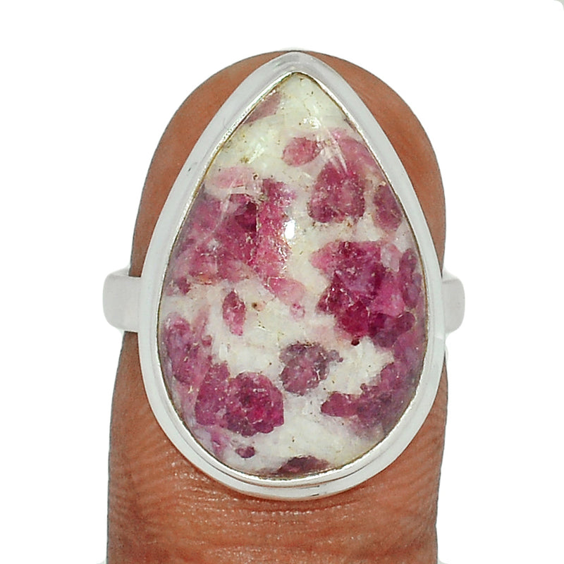 Natural Rubellite Pink Tourmaline With Quartz Cabochon Ring - PQCR269