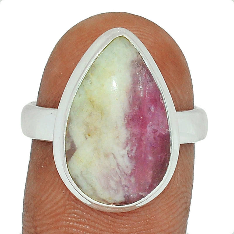 Natural Rubellite Pink Tourmaline With Quartz Cabochon Ring - PQCR273