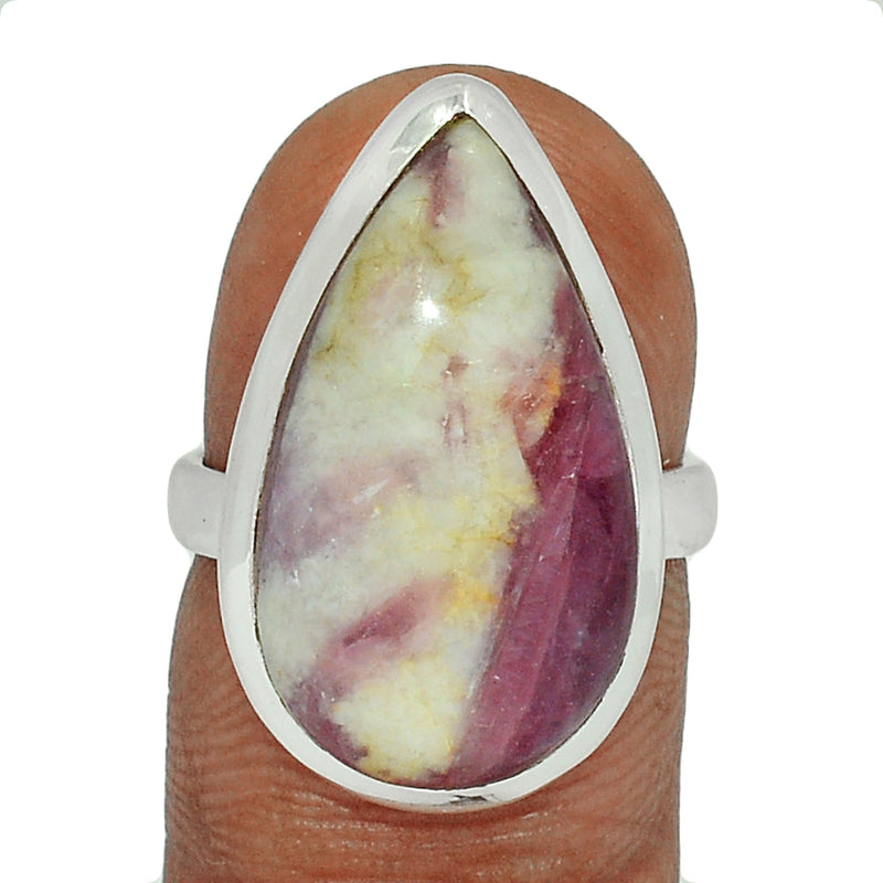 Natural Rubellite Pink Tourmaline With Quartz Cabochon Ring - PQCR275