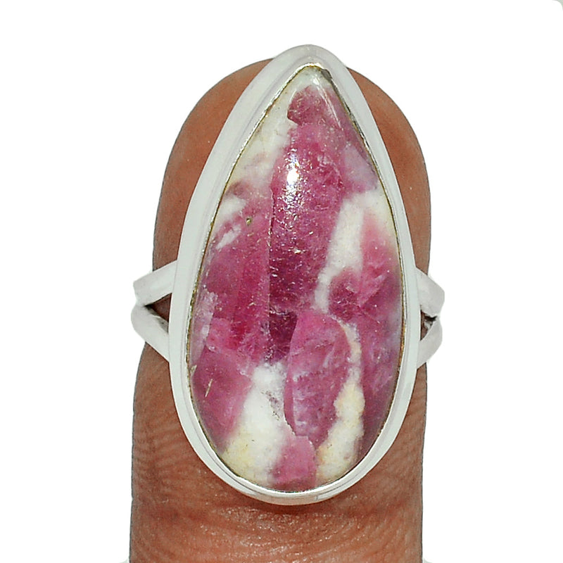 Natural Rubellite Pink Tourmaline With Quartz Cabochon Ring - PQCR276