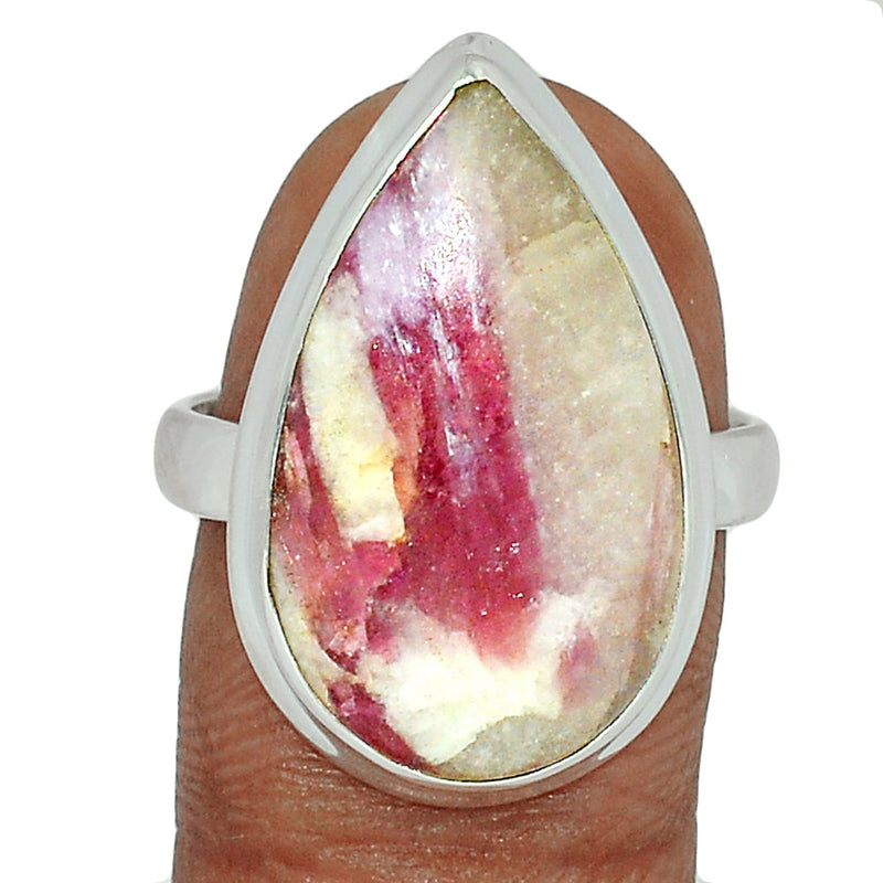 Natural Rubellite Pink Tourmaline With Quartz Cabochon Ring - PQCR277