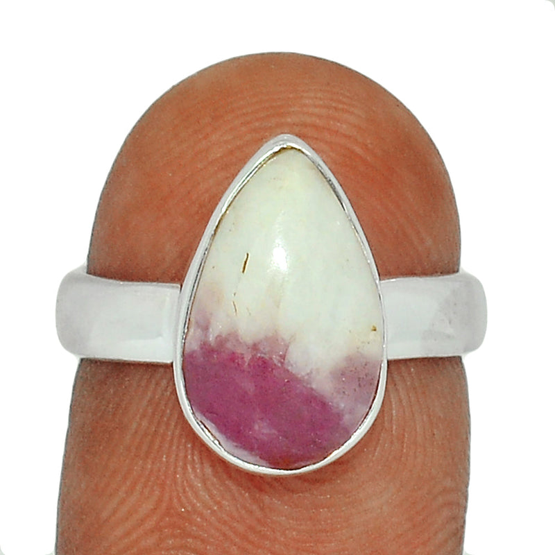 Natural Rubellite Pink Tourmaline With Quartz Cabochon Ring - PQCR304