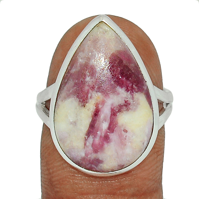 Natural Rubellite Pink Tourmaline With Quartz Cabochon Ring - PQCR313