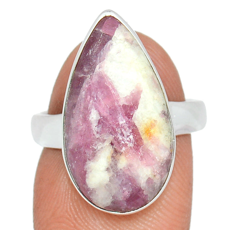 Natural Rubellite Pink Tourmaline With Quartz Cabochon Ring - PQCR350