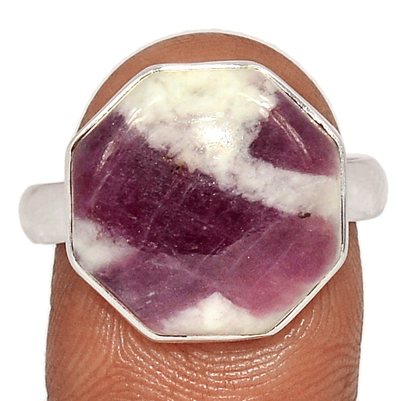 Natural Rubellite Pink Tourmaline With Quartz Cabochon Ring - PQCR355