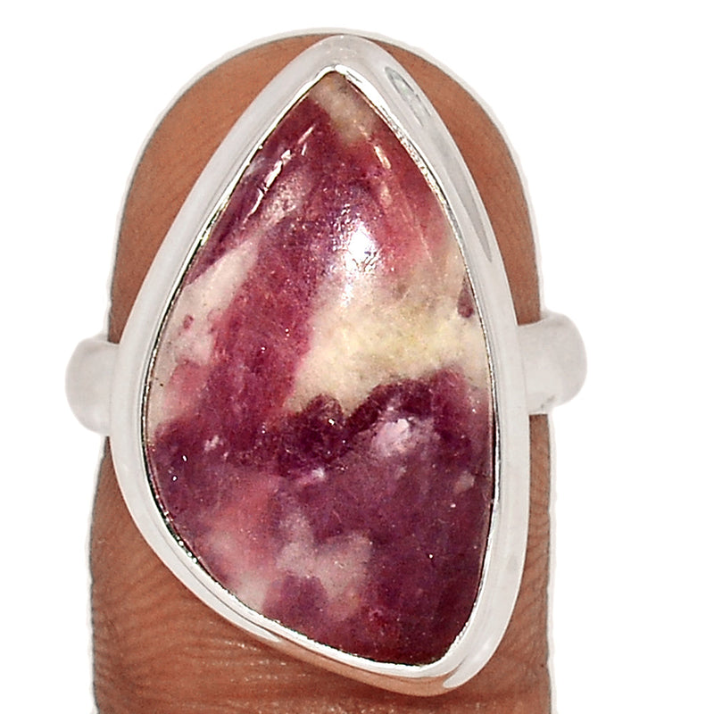 Natural Rubellite Pink Tourmaline With Quartz Cabochon Ring - PQCR356