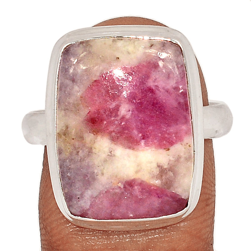 Natural Rubellite Pink Tourmaline With Quartz Cabochon Ring - PQCR362