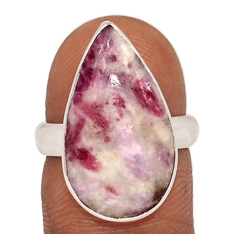 Natural Rubellite Pink Tourmaline With Quartz Cabochon Ring - PQCR363