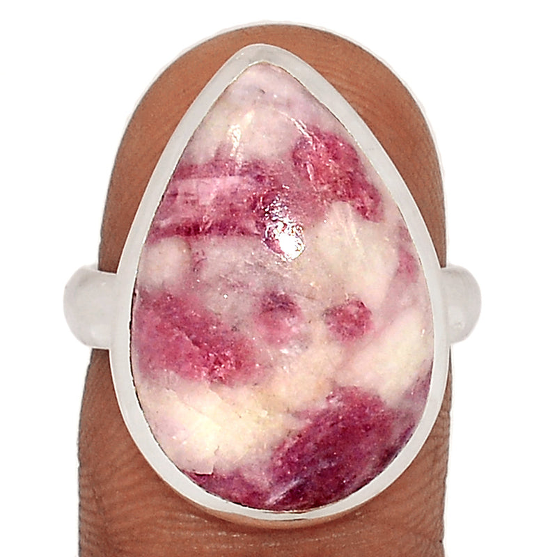 Natural Rubellite Pink Tourmaline With Quartz Cabochon Ring - PQCR364