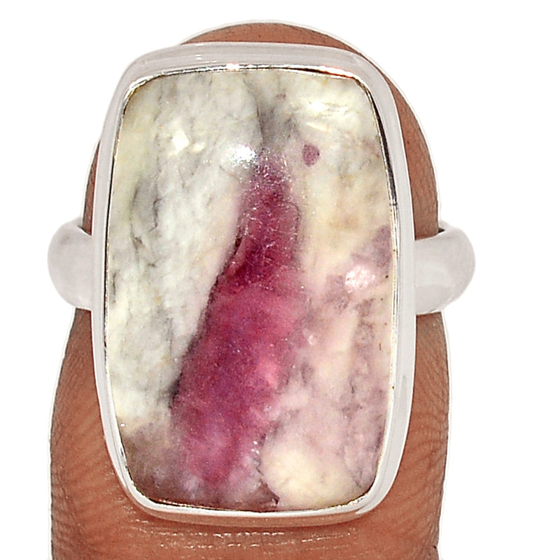 Natural Rubellite Pink Tourmaline With Quartz Cabochon Ring - PQCR373