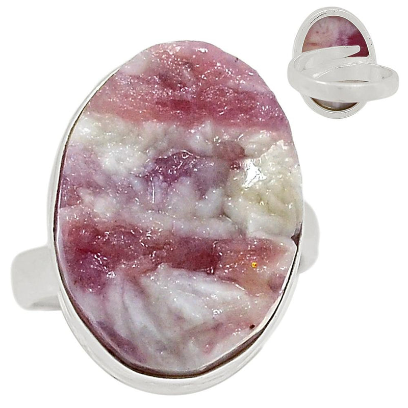 Natural Rubellite Pink Tourmaline With Quartz Ring-PTQR256