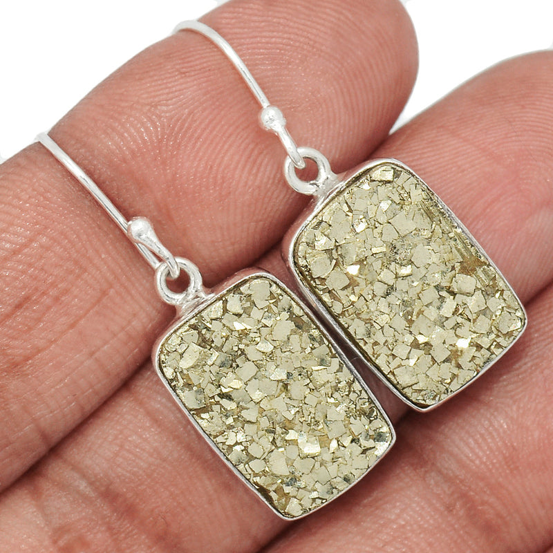 1.3" Mexican Pyrite Druzy Earrings - PYDE298