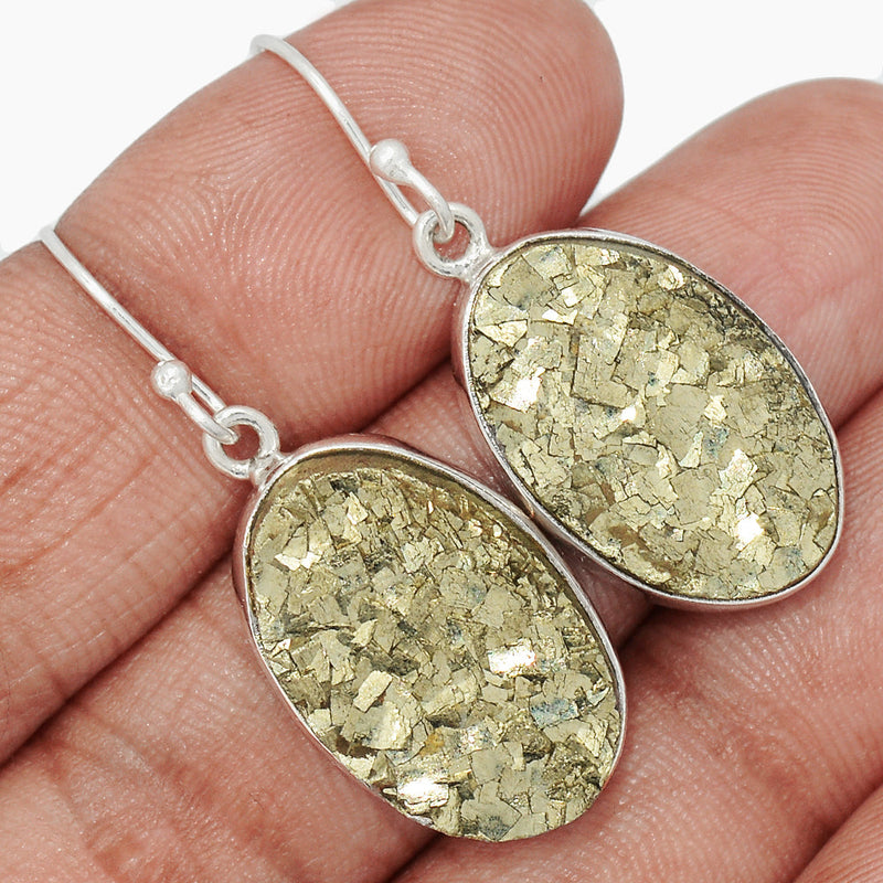 1.5" Mexican Pyrite Druzy Earrings - PYDE299