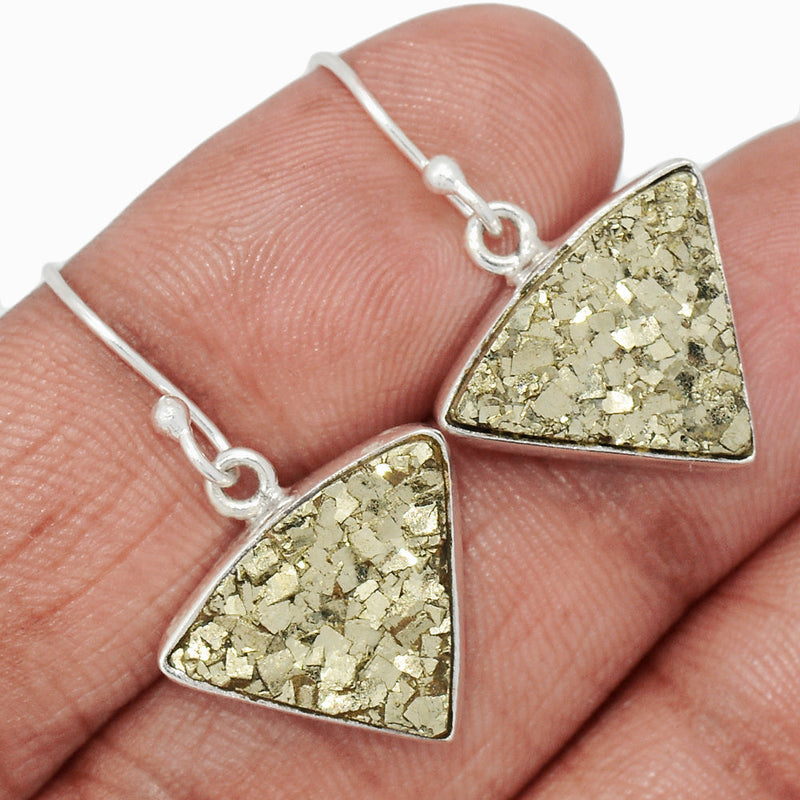 1.2" Mexican Pyrite Druzy Earrings - PYDE312