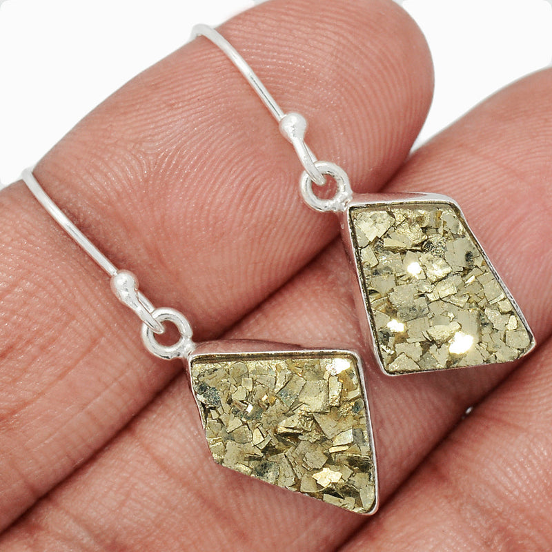 1.3" Mexican Pyrite Druzy Earrings - PYDE313