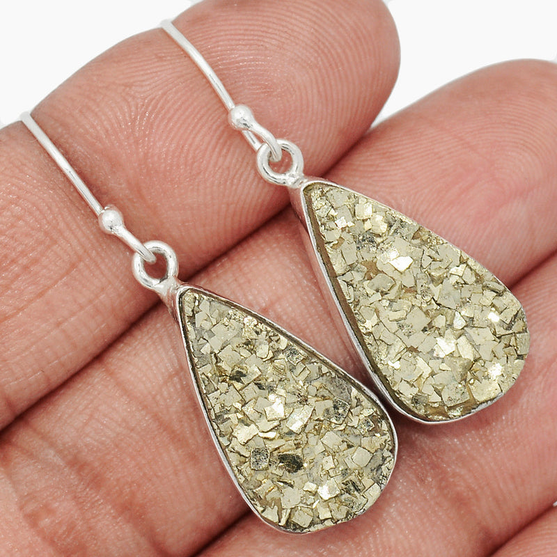 1.6" Mexican Pyrite Druzy Earrings - PYDE318