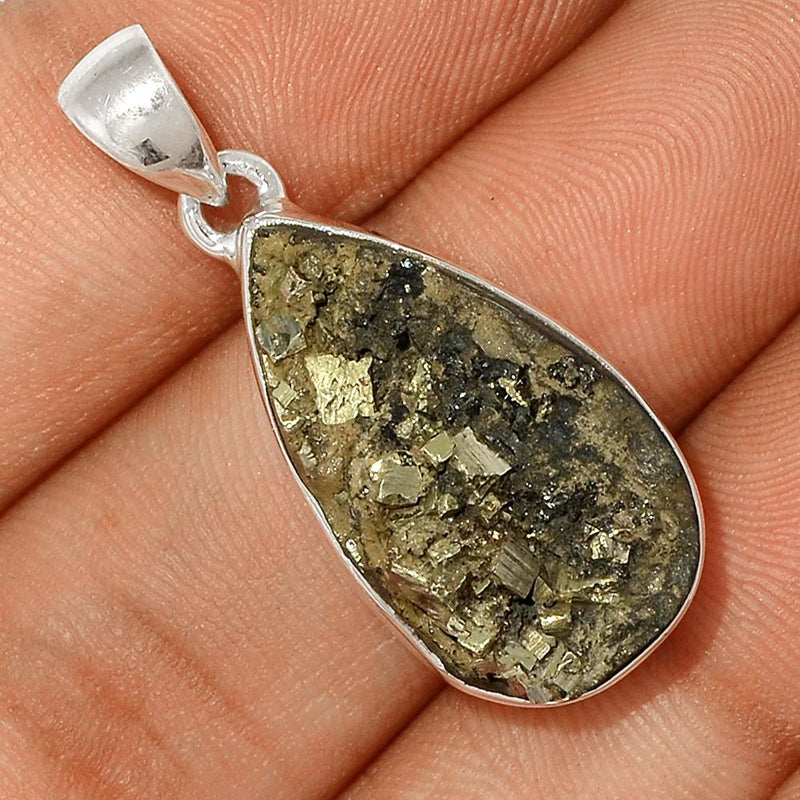 1.3" Mexican Pyrite Druzy Pendants - PYDP316