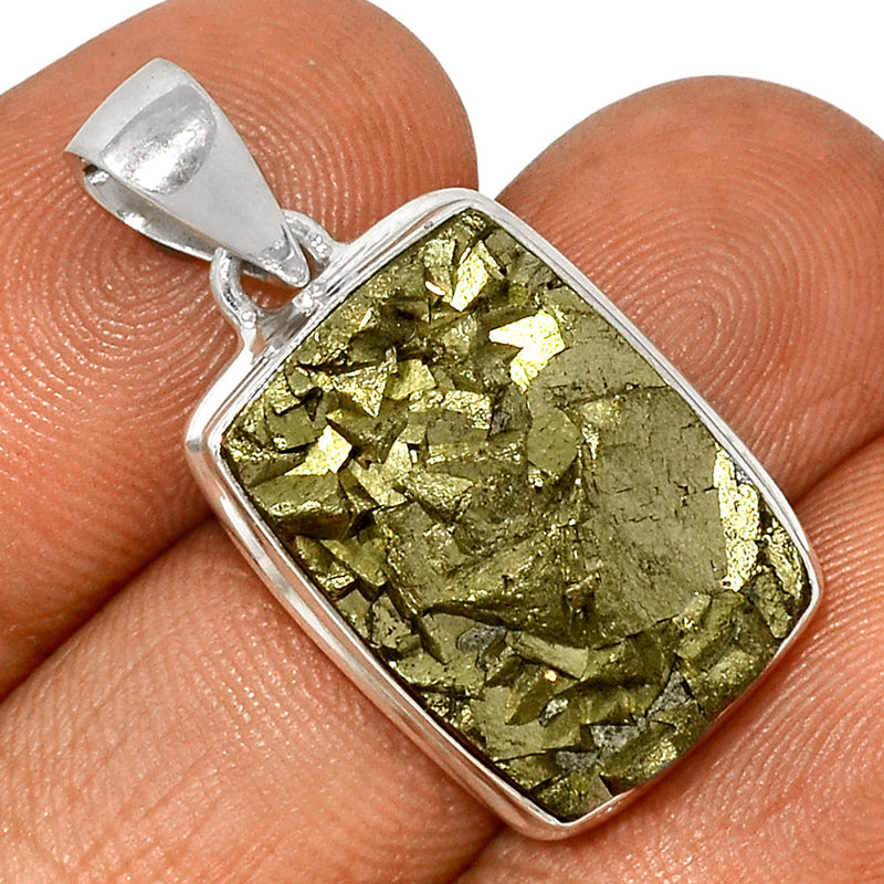 1.2" Mexican Pyrite Druzy Pendants - PYDP384