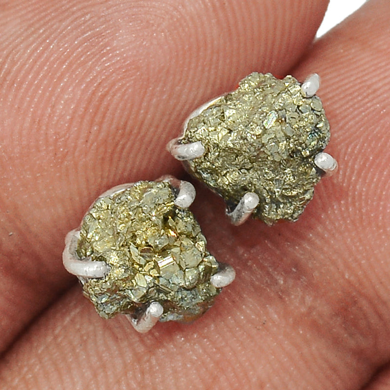 Claw - Mexican Pyrite Druzy Studs - PYDS100