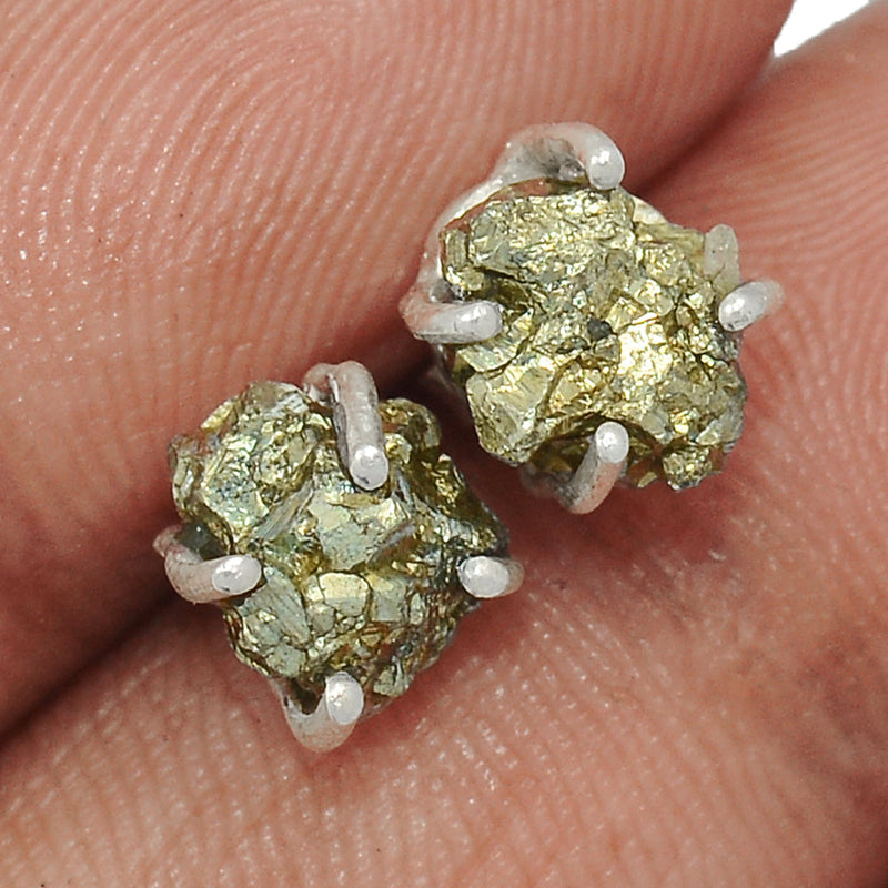 Claw - Mexican Pyrite Druzy Studs - PYDS104