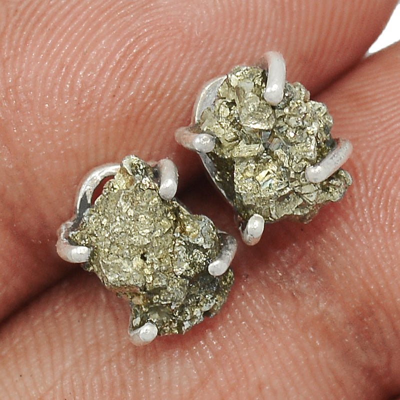 Claw - Mexican Pyrite Druzy Studs - PYDS105