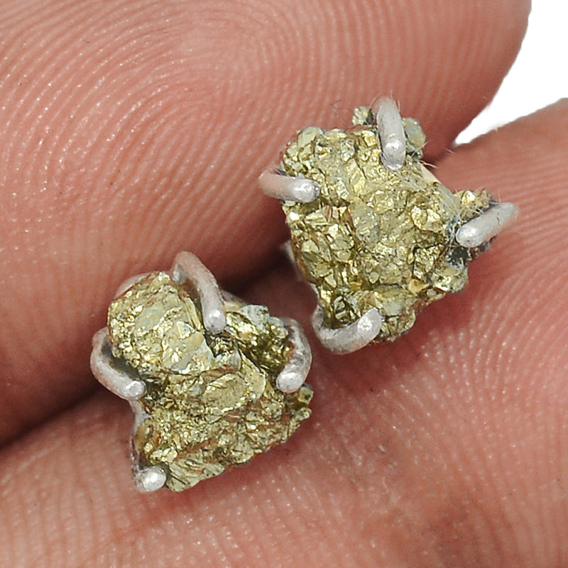 Claw - Mexican Pyrite Druzy Studs - PYDS106