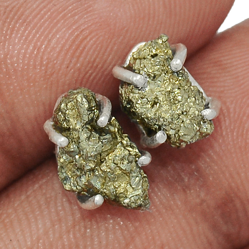 Claw - Mexican Pyrite Druzy Studs - PYDS109