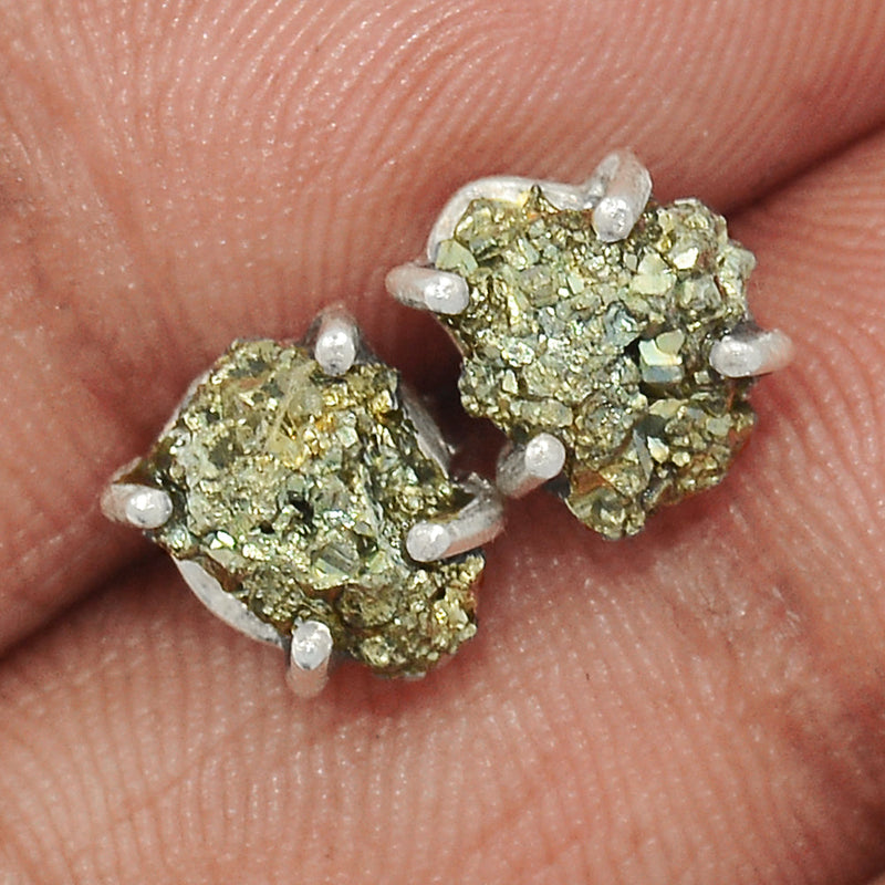 Claw - Mexican Pyrite Druzy Studs - PYDS10