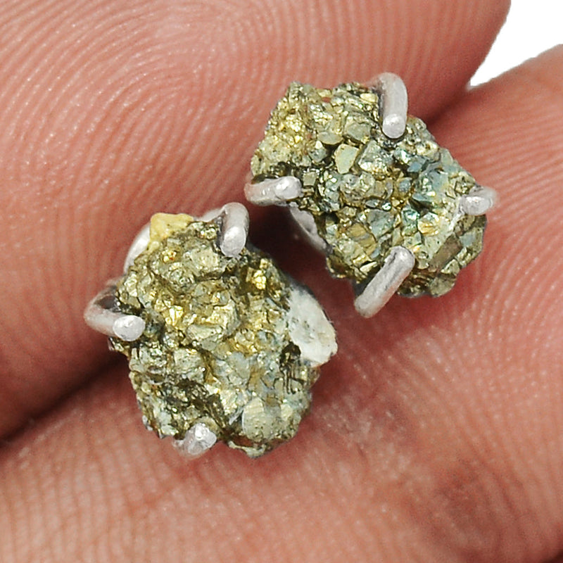 Claw - Mexican Pyrite Druzy Studs - PYDS112