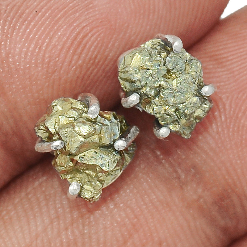 Claw - Mexican Pyrite Druzy Studs - PYDS118