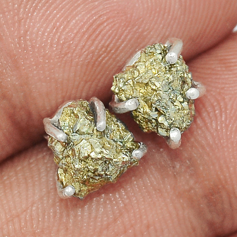 Claw - Mexican Pyrite Druzy Studs - PYDS119