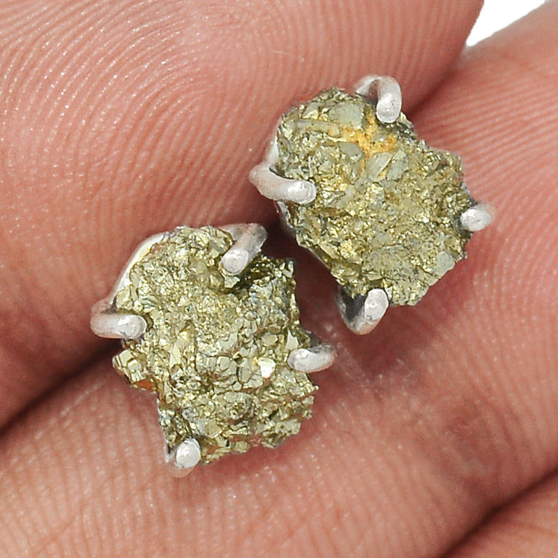 Claw - Mexican Pyrite Druzy Studs - PYDS120