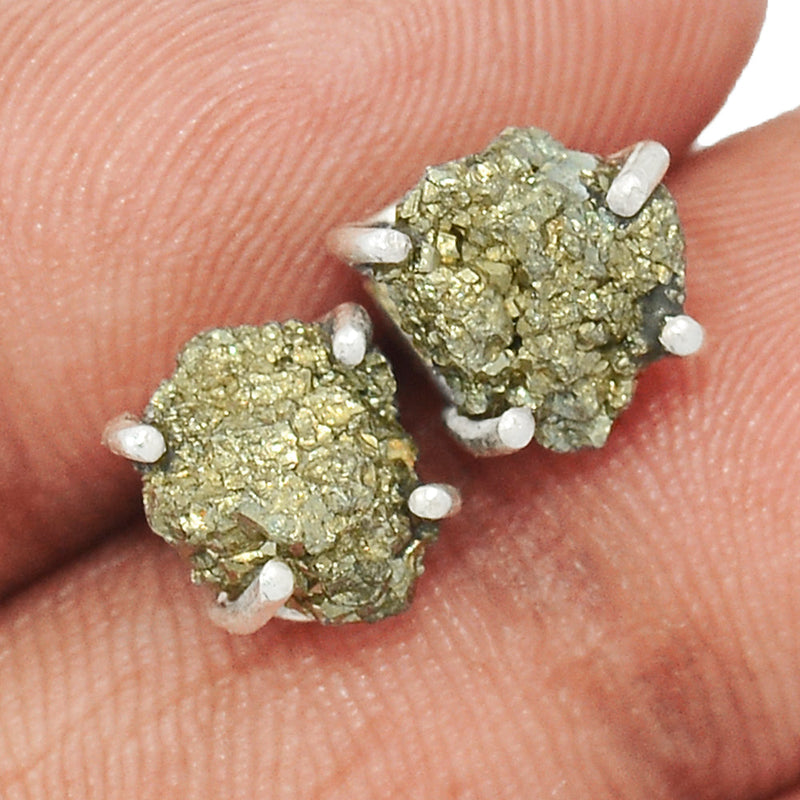 Claw - Mexican Pyrite Druzy Studs - PYDS123