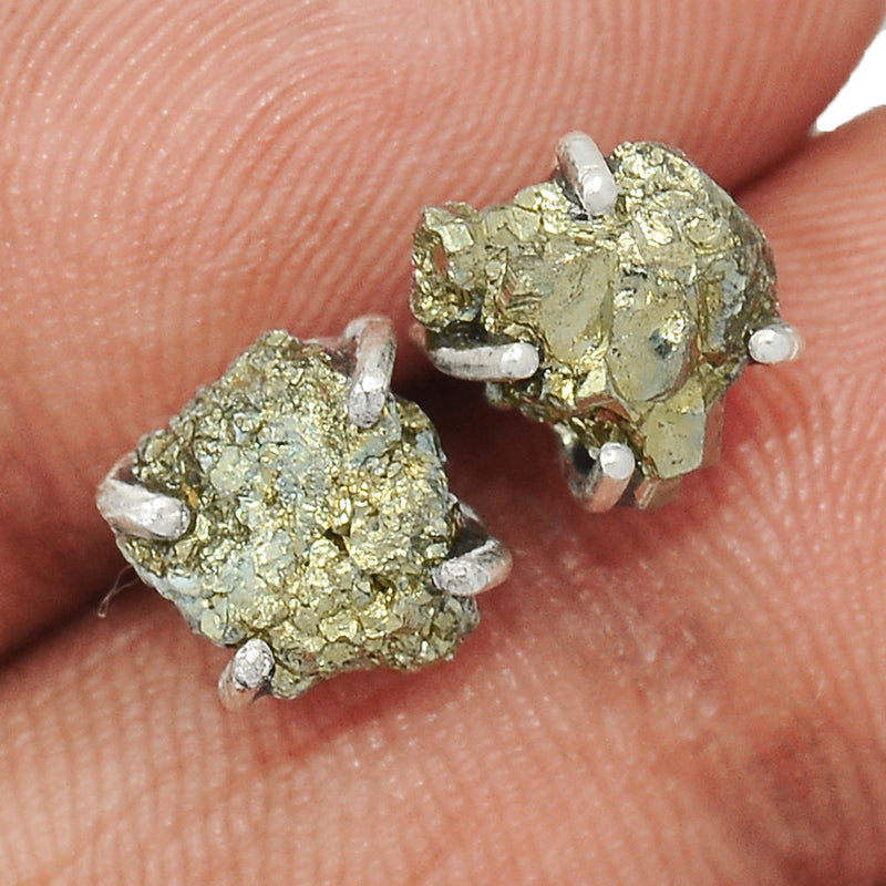 Claw - Mexican Pyrite Druzy Studs - PYDS124