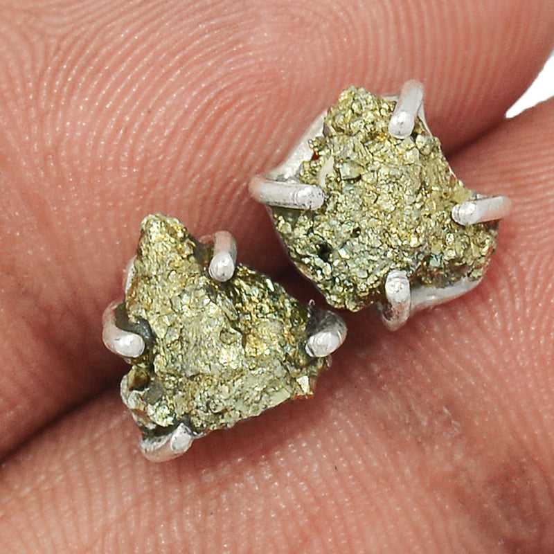 Claw - Mexican Pyrite Druzy Studs - PYDS12