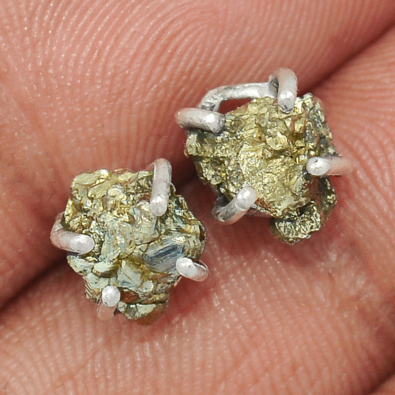 Claw - Mexican Pyrite Druzy Studs - PYDS130