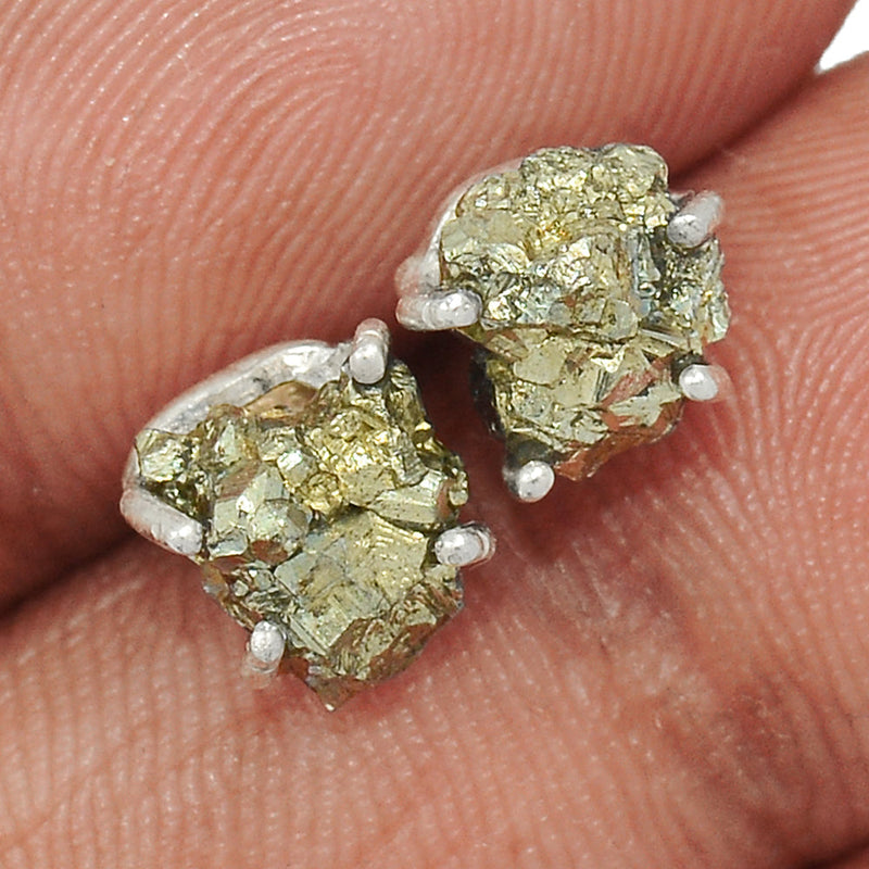 Claw - Mexican Pyrite Druzy Studs - PYDS131