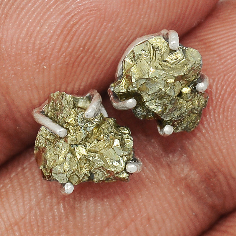 Claw - Mexican Pyrite Druzy Studs - PYDS133