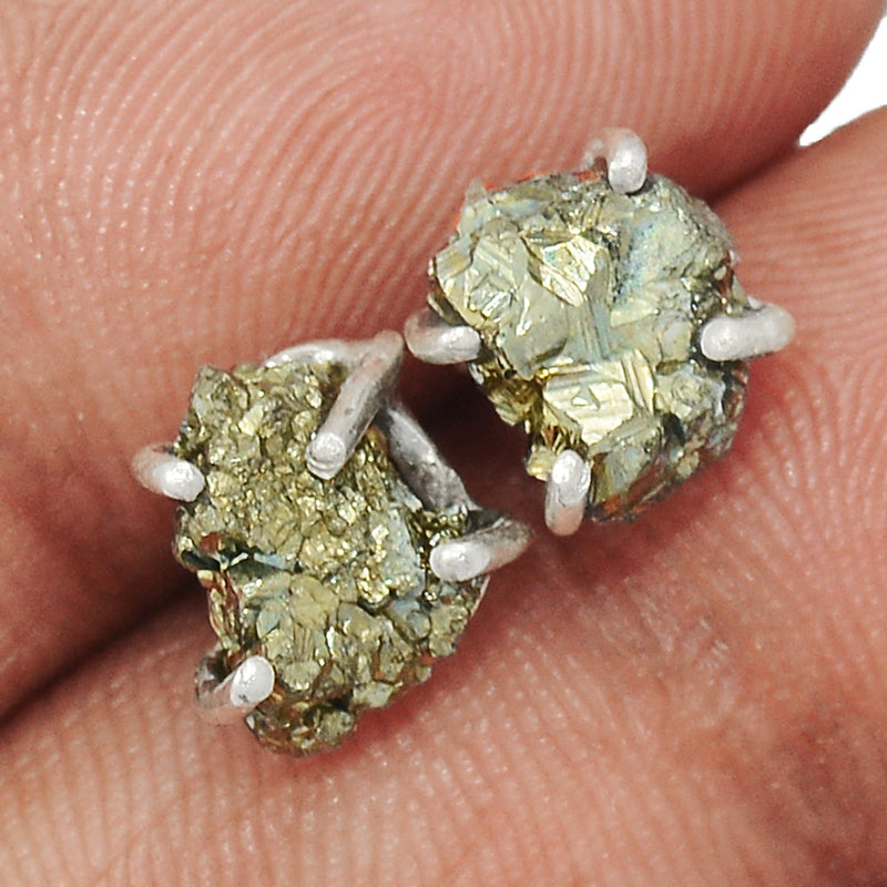 Claw - Mexican Pyrite Druzy Studs - PYDS141