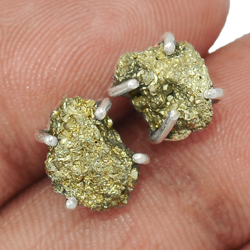 Claw - Mexican Pyrite Druzy Studs - PYDS15