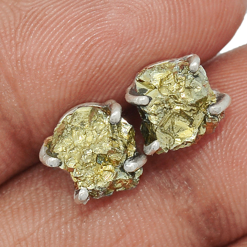 Claw - Mexican Pyrite Druzy Studs - PYDS17