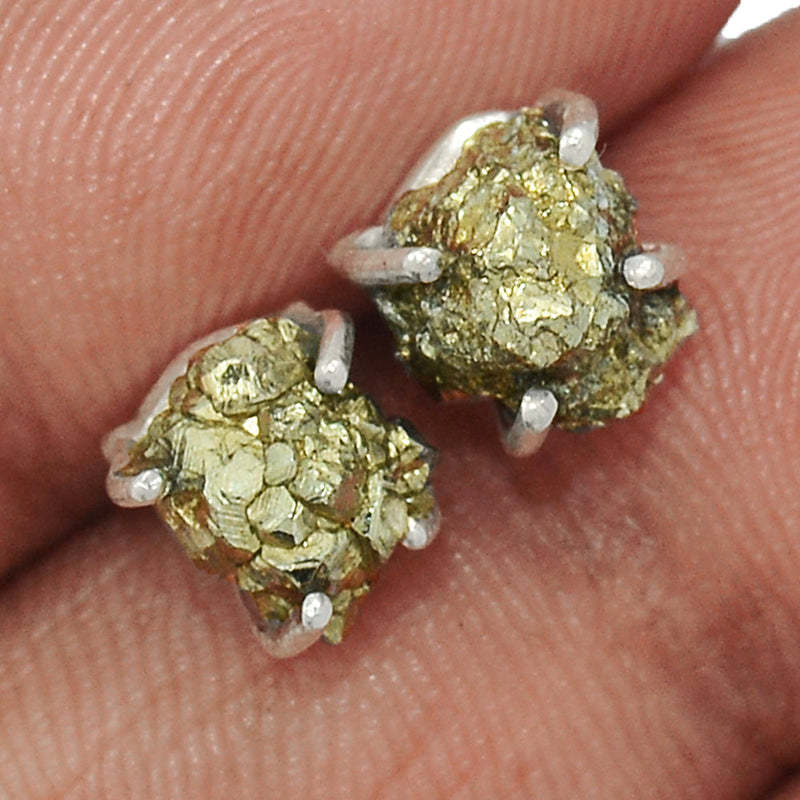 Claw - Mexican Pyrite Druzy Studs - PYDS18