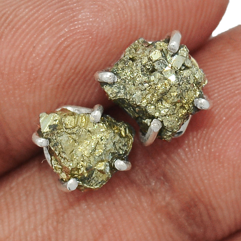 Claw - Mexican Pyrite Druzy Studs - PYDS21